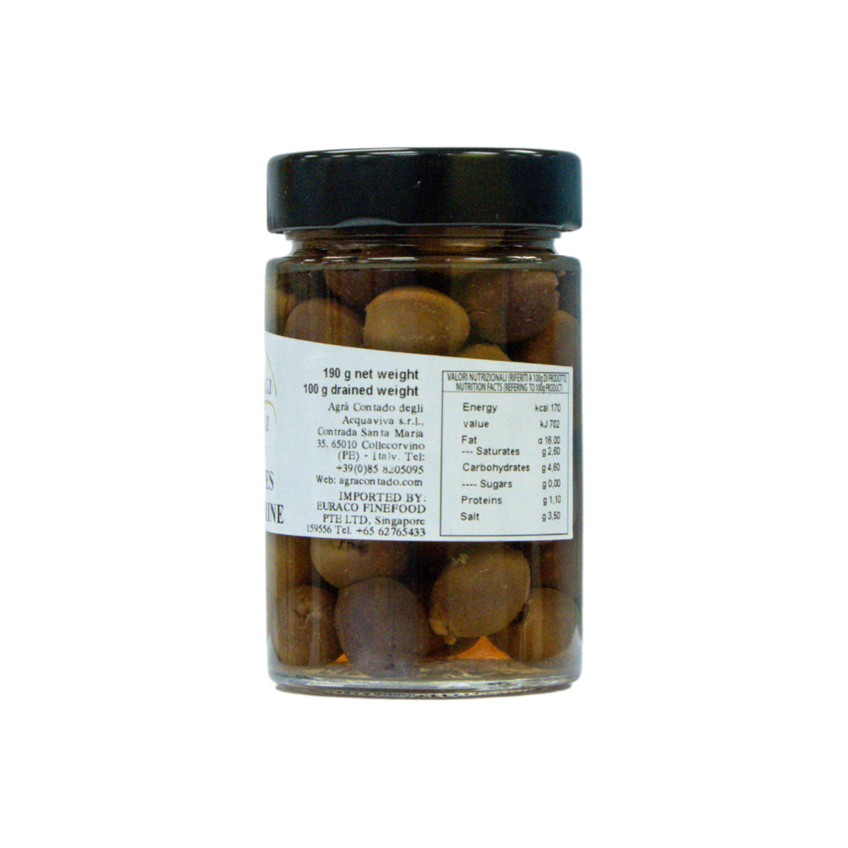 Riviera Pitted Black Olives (Taggiasca) 190gm