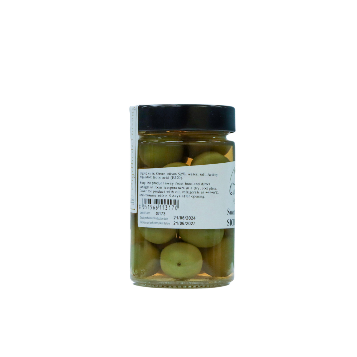 Antica Sweet Whole Green Sicilian Olives (Castelvetrano) 190gm