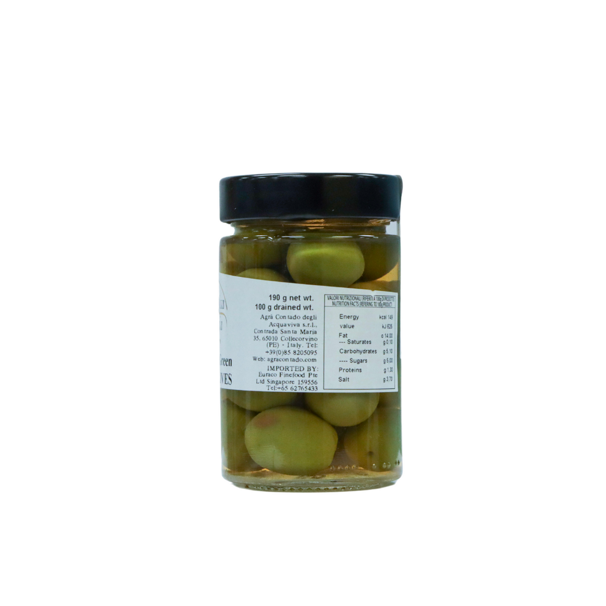 Antica Sweet Whole Green Sicilian Olives (Castelvetrano) 190gm