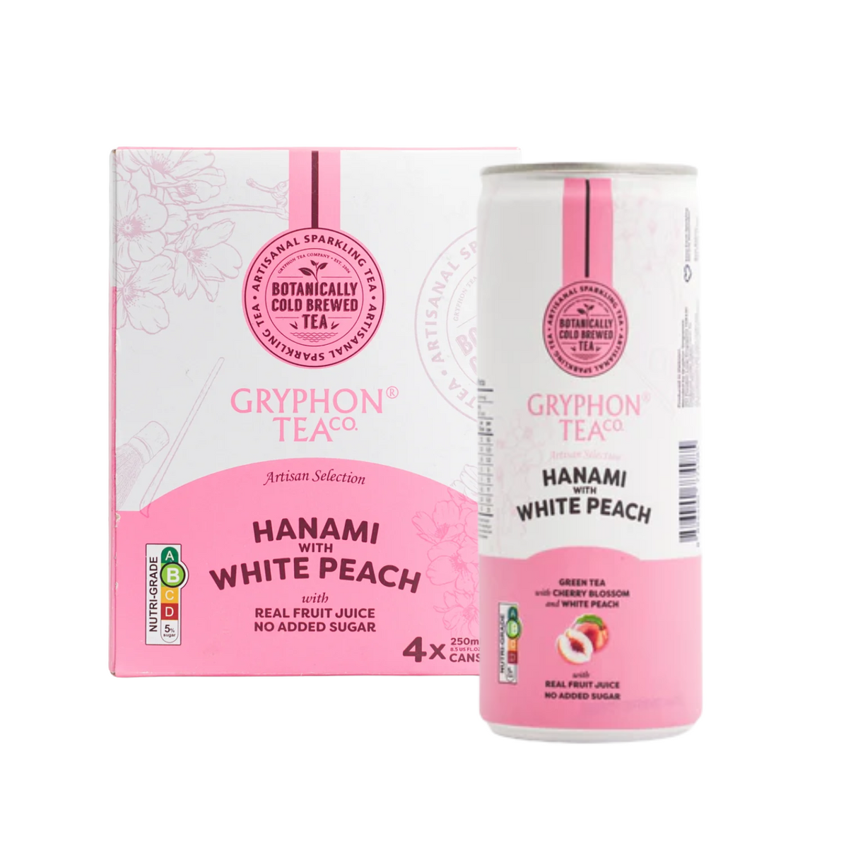 Sparkling Tea Cans Hanami with White Peach 250ml 4's