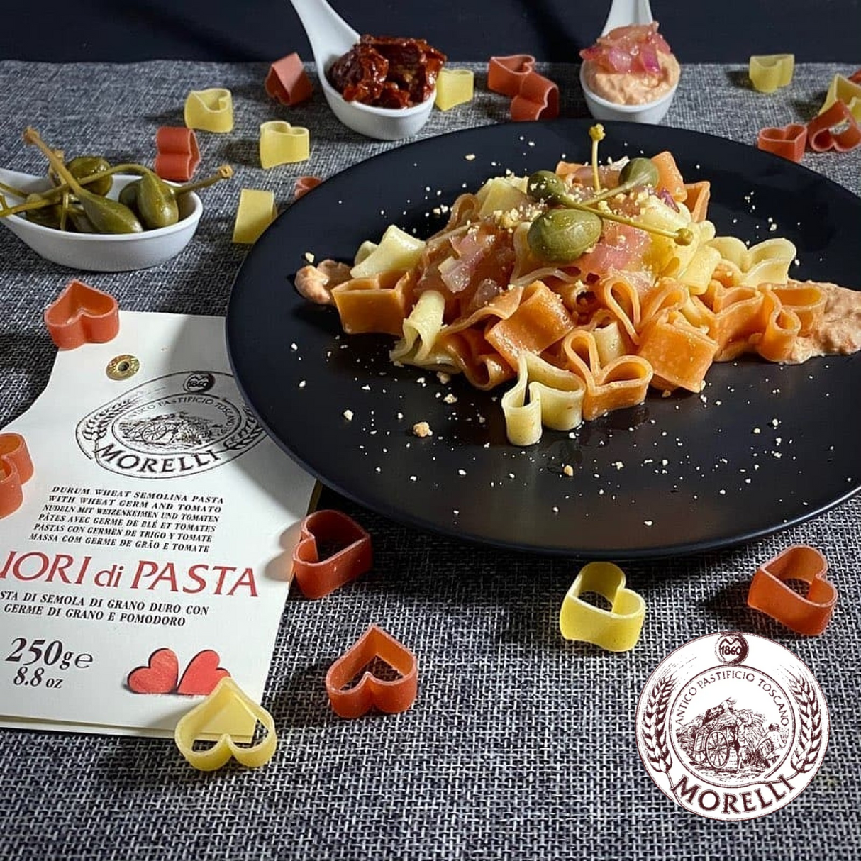 Pasta with Tomato & Wheat Germ Heart Shaped