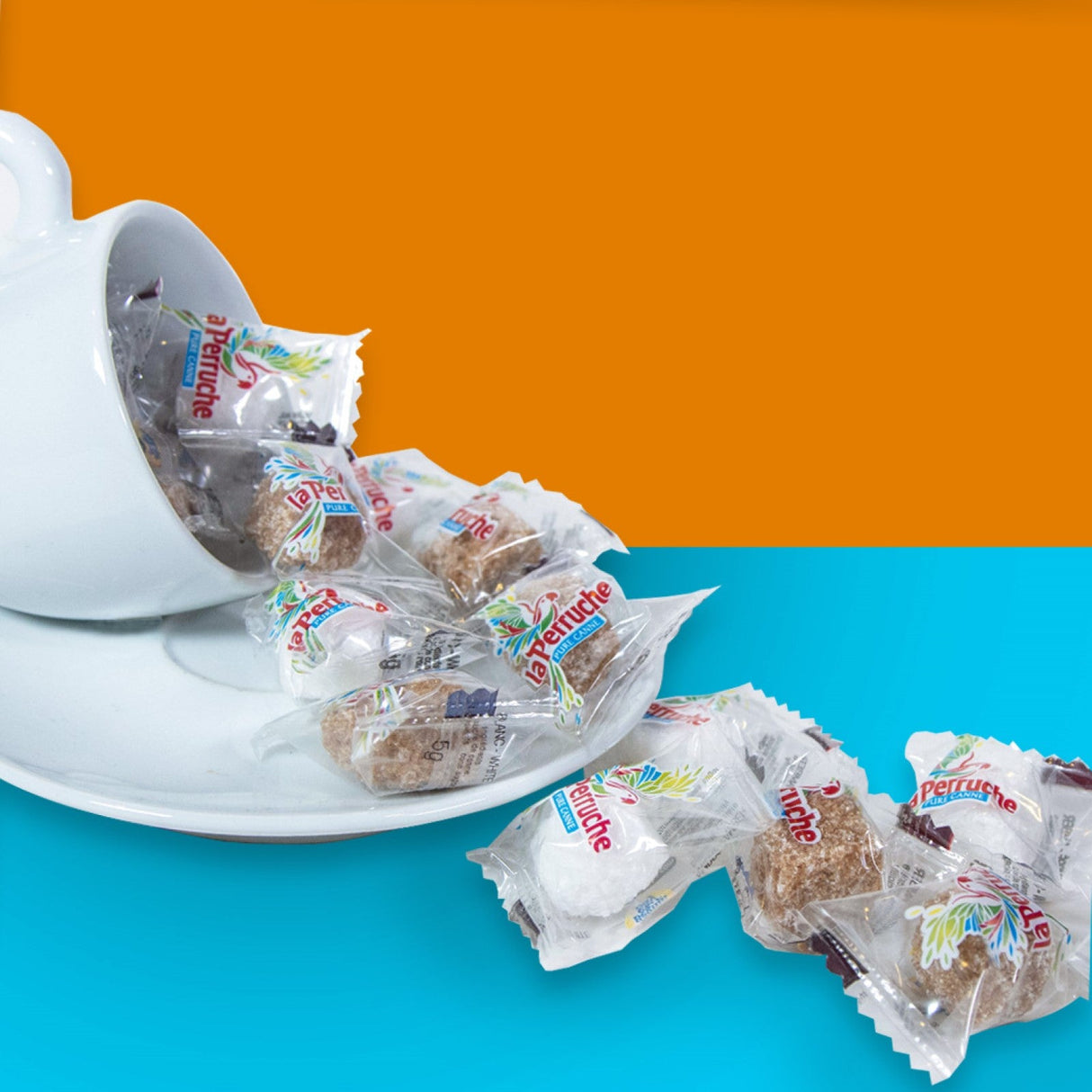 White & Amber Cube Sugar, Individually Wrapped