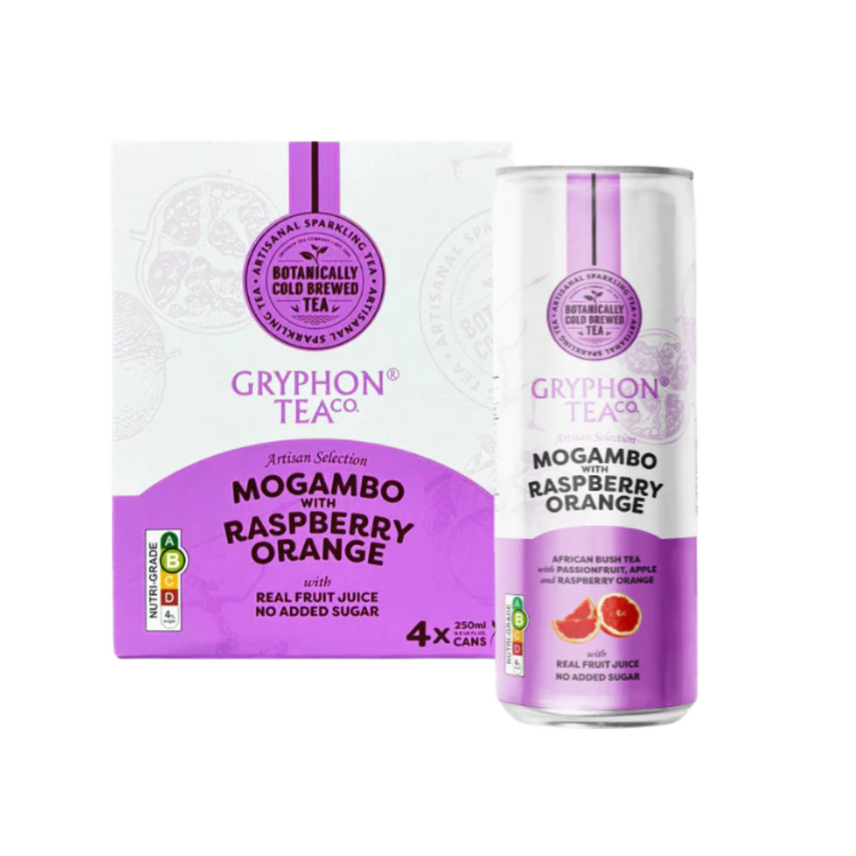 Sparkling Tea Cans Mogambo with Raspberry Orange 250ml 4's