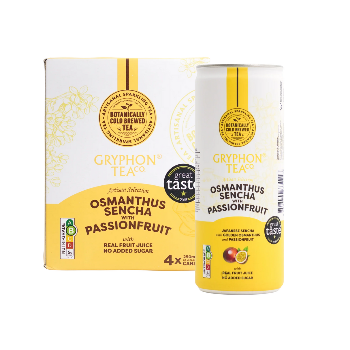 Sparkling Tea Cans Osmanthus Sencha with Passionfruit 250ml 4's