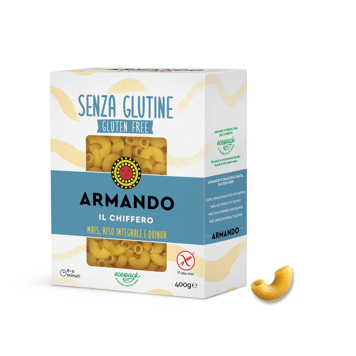 Armando Pasta Chiffero (Elbow Shape) Gluten Free 400gm