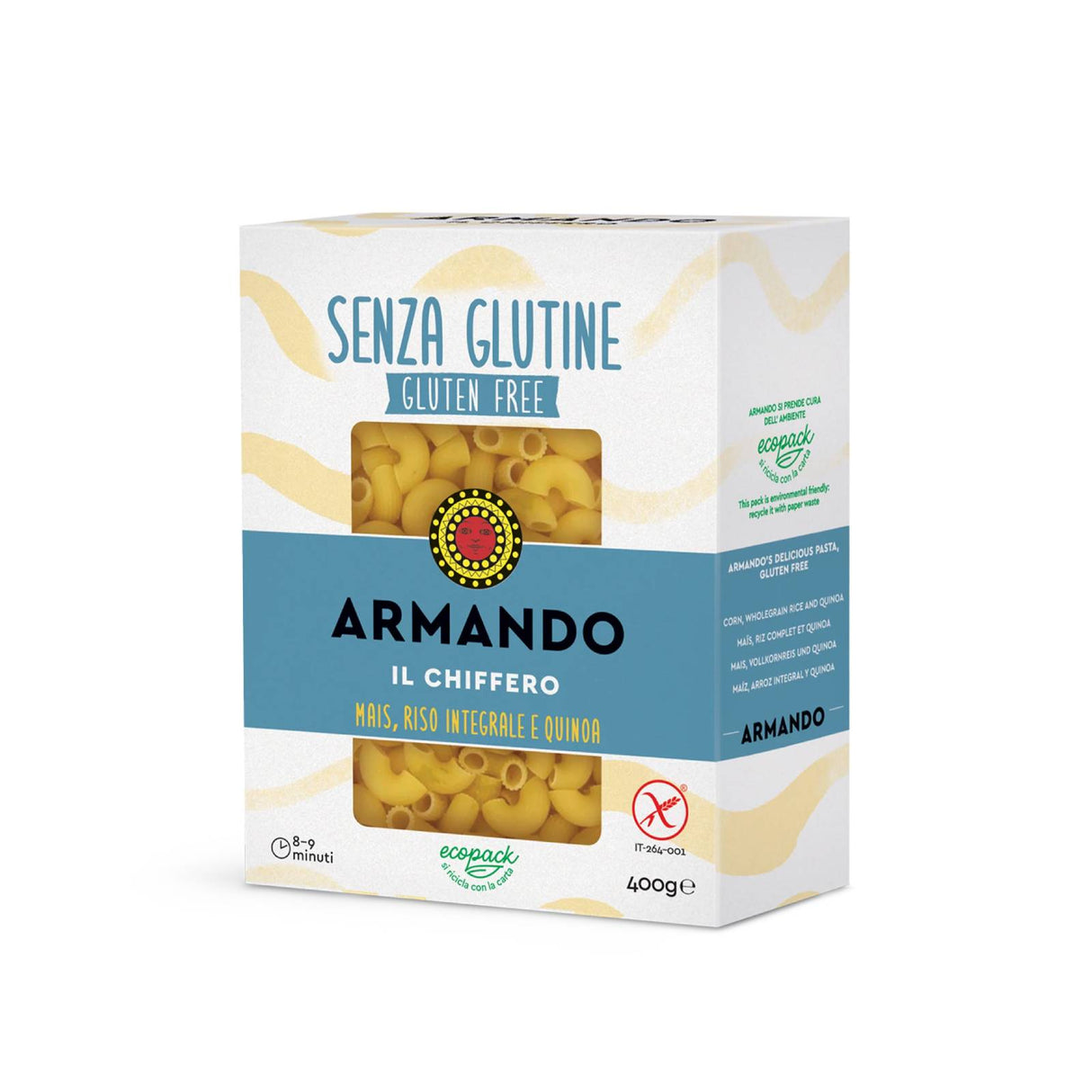 Armando Pasta Chiffero (Elbow Shape) Gluten Free 400gm