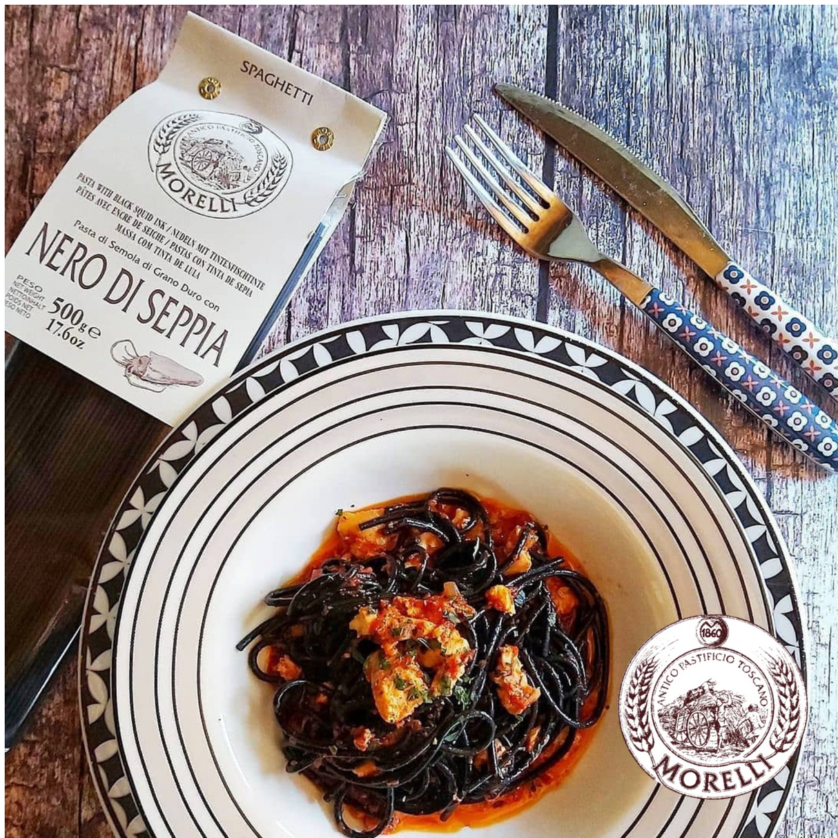 Pasta Spaghetti with Black Squid Ink