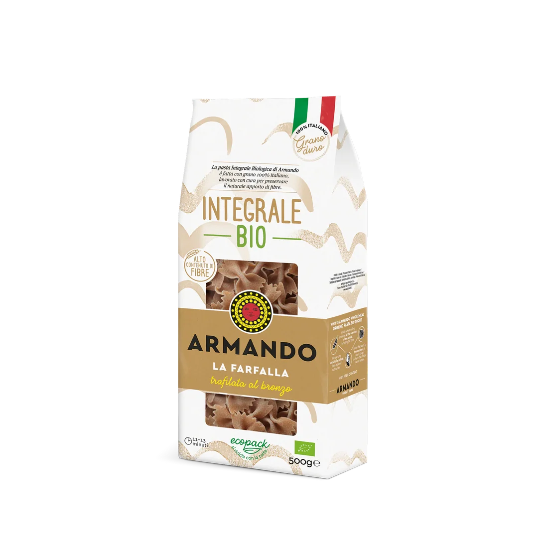 Pasta Wholemeal Organic La Farfalla 500gm