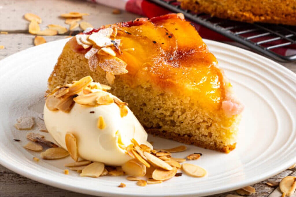 Upside Down Peaches & Clotted Cream Cake