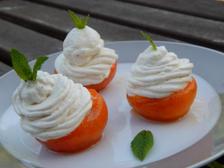 Roasted apricot and vanilla whipped cream