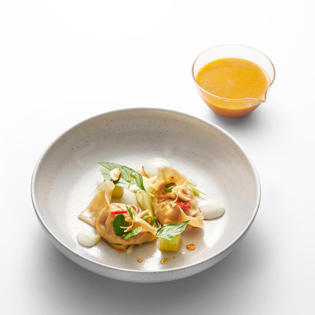 Rabbit wontons / Sour broth using Elle & Vire Cooking Cream with Sour Taste