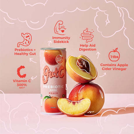 gutC Prebiotic Soda Peach 250ml 4's