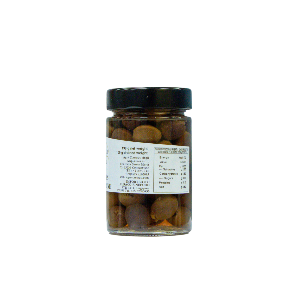 Antica Conserveria Riviera Pitted Black Olives (Taggiasca) 190gm