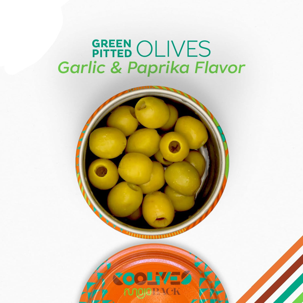 Pitted Green Olive Garlic & Paprika Flavoured 56gm