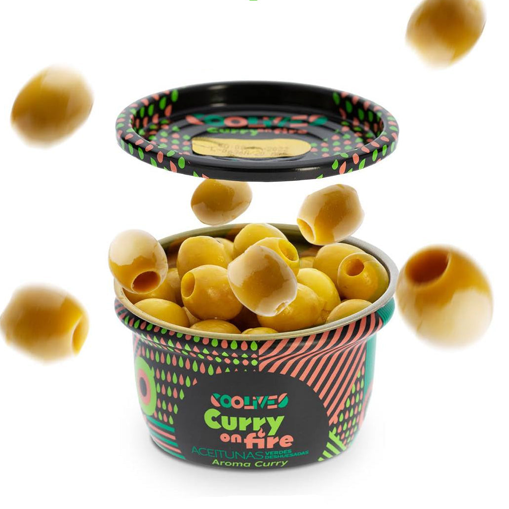 Pitted Green Olive Curry Flavoured 56gm