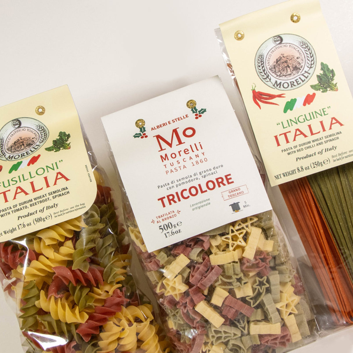 Pasta Farfalle 5 Flavours (Wheat Germ, Spinach, Turmeric, Beetroot & Squid Ink) 